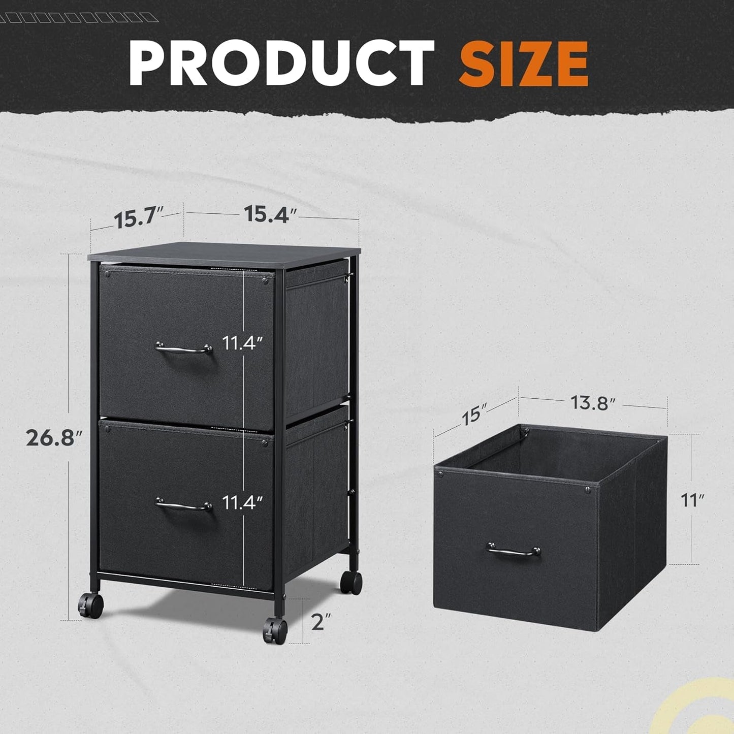 2 Drawer Mobile File Cabinet And Rolling Printer Stand Black Fits A4 Or Letter Size Home Office