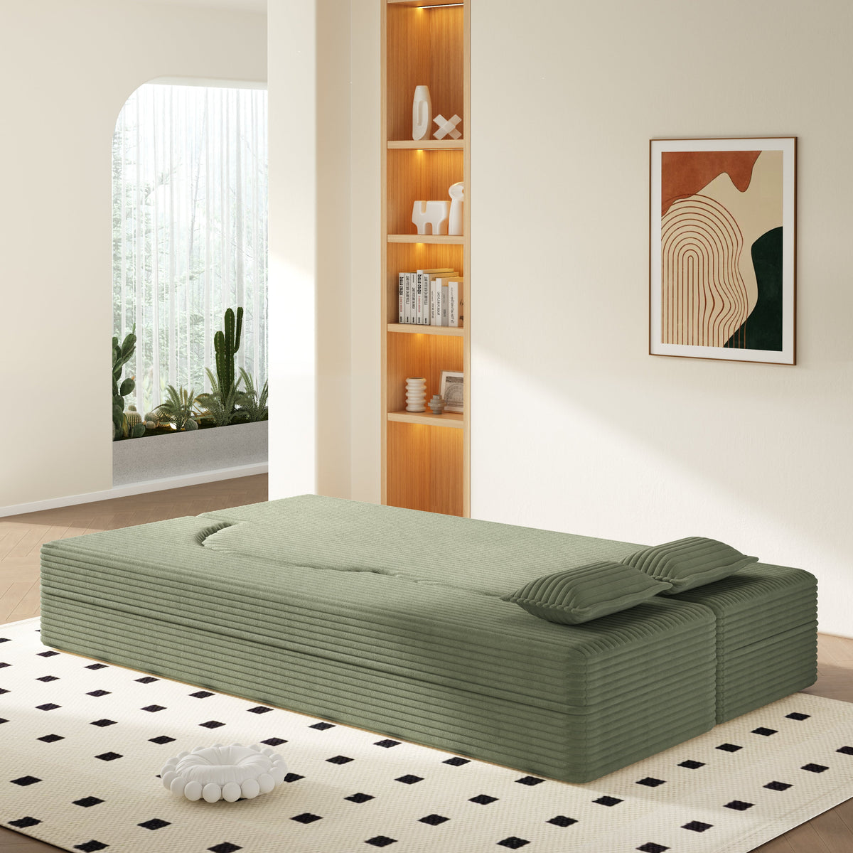 Modern Floor Sofa with 2 Pillows