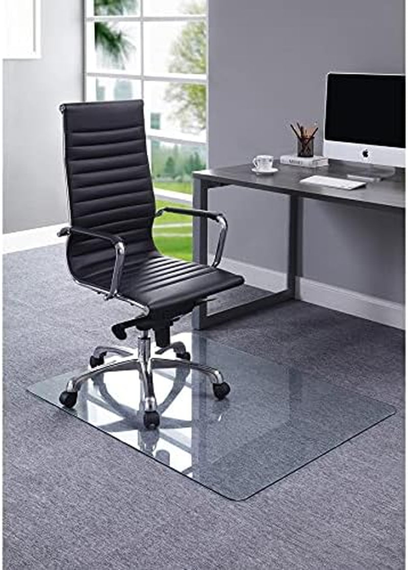 46 Inch Tempered Glass Office Chair Mat Protects Floors