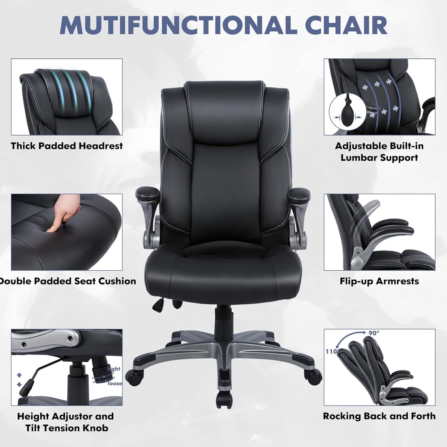 Ergonomic High Back Office Chair With Flip Up Arms