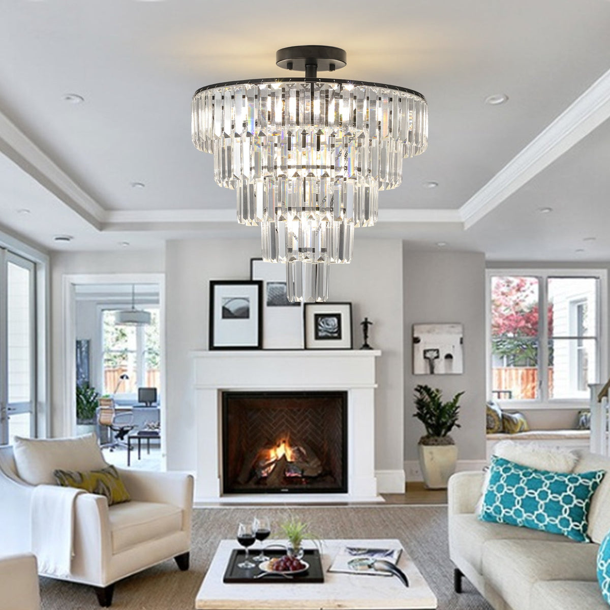 20" Black Crystal Chandelier