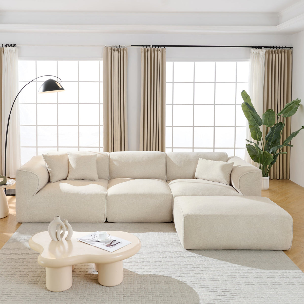 U_Style Luxury Velvet Sofa - 4-Seater