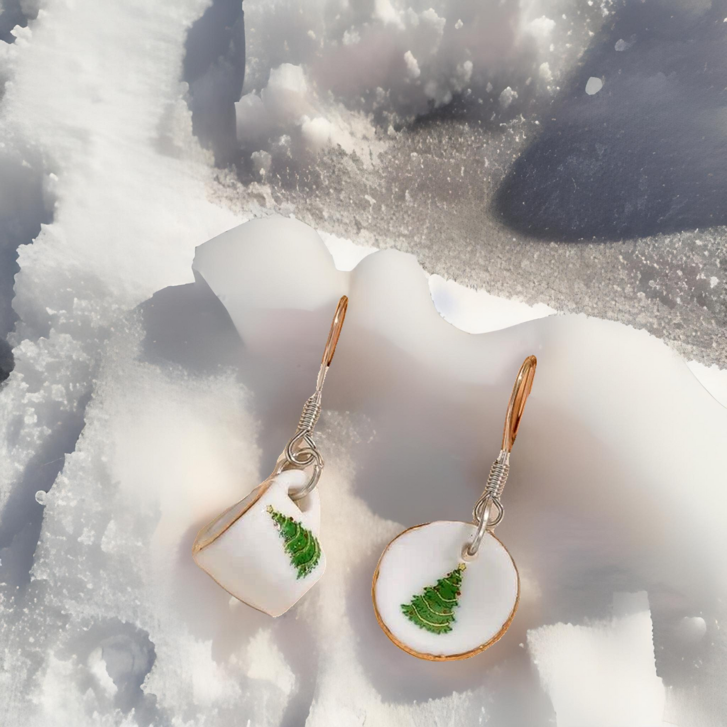 Adorable Christmas Tea Cup Earring Set