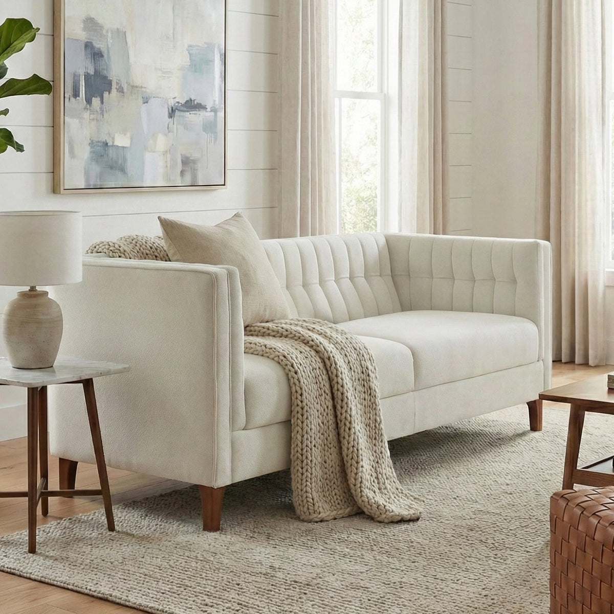 Modern 3-Seater Sofa 76" Upholstered Couch