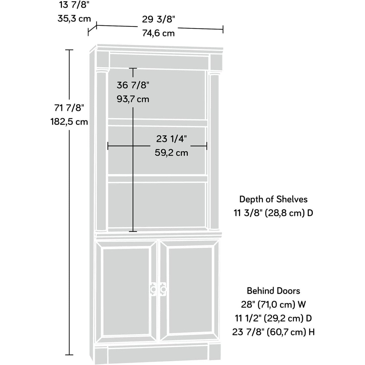 Palladia Library With Doors Bookcase Split Oak 71H