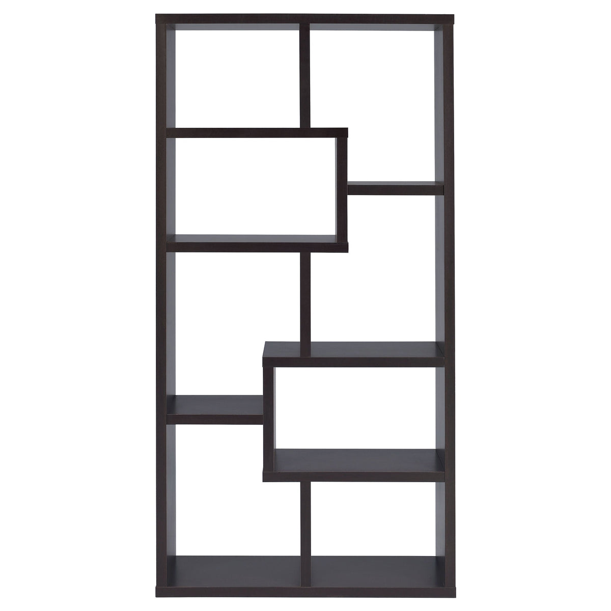 8-Shelf Cappuccino Geometric Bookcase