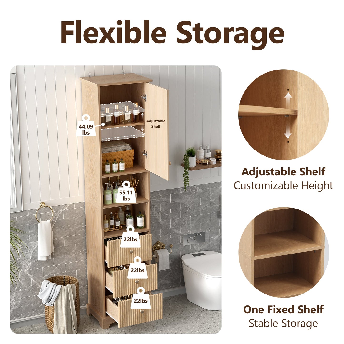 67.7" Tall Freestanding Bathroom Cabinet