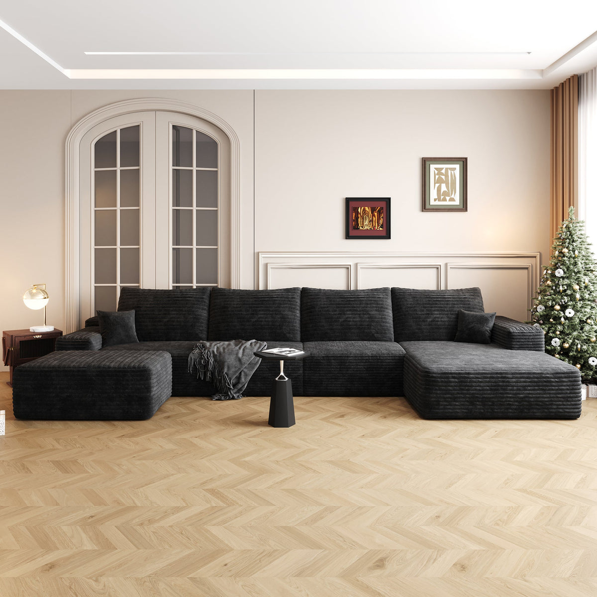 135" Cloud Sectional Sofa with Ottoman