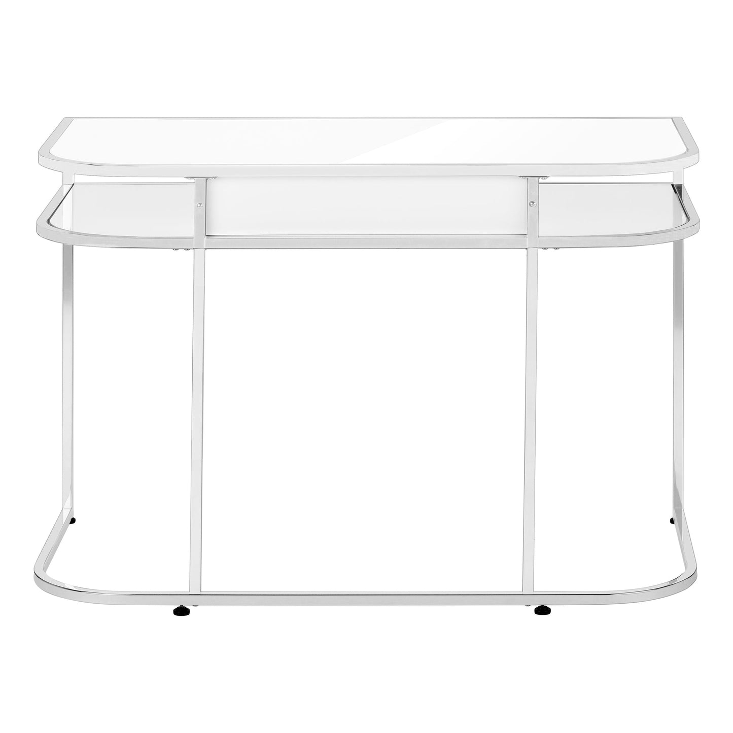 Computer Desk, Home Office, Laptop, Storage Drawers, 48'l, Work, White Laminate, Chrome Metal, Contemporary, Modern