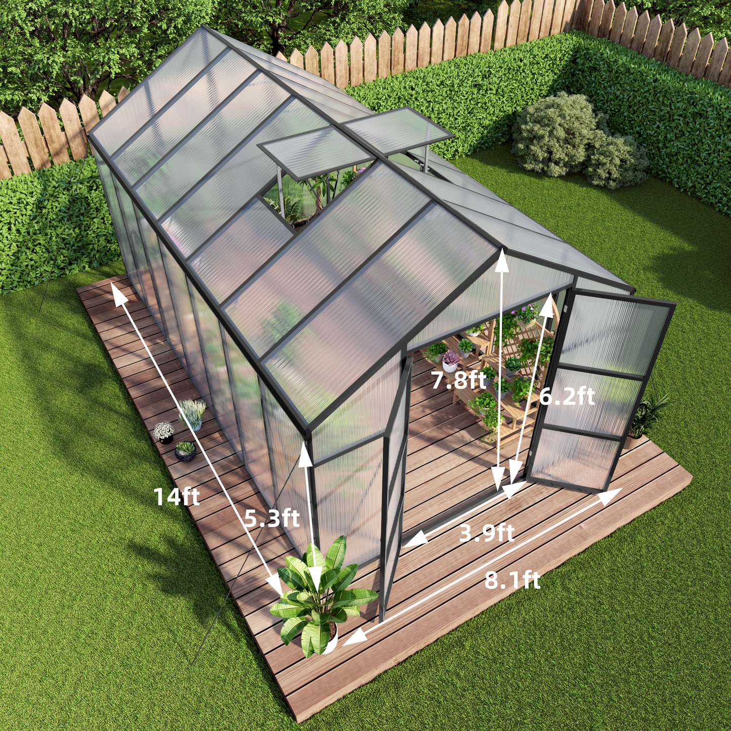 8x14 FT Aluminum Greenhouse for Outdoor Use