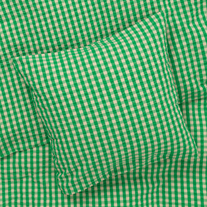 JUNA Bæk&Bølge Duvet Cover Set, King, Green/Sand