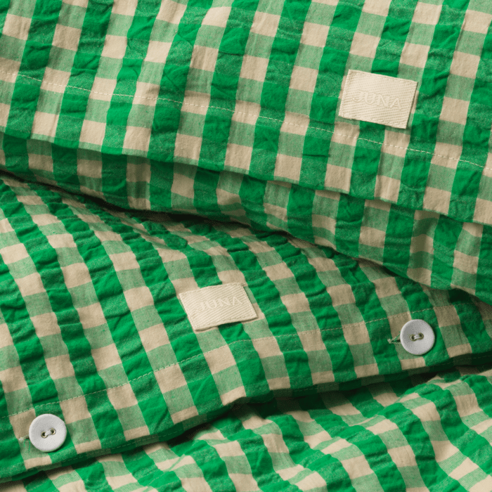 JUNA Bæk&Bølge Duvet Cover Set, Full, Green/Sand