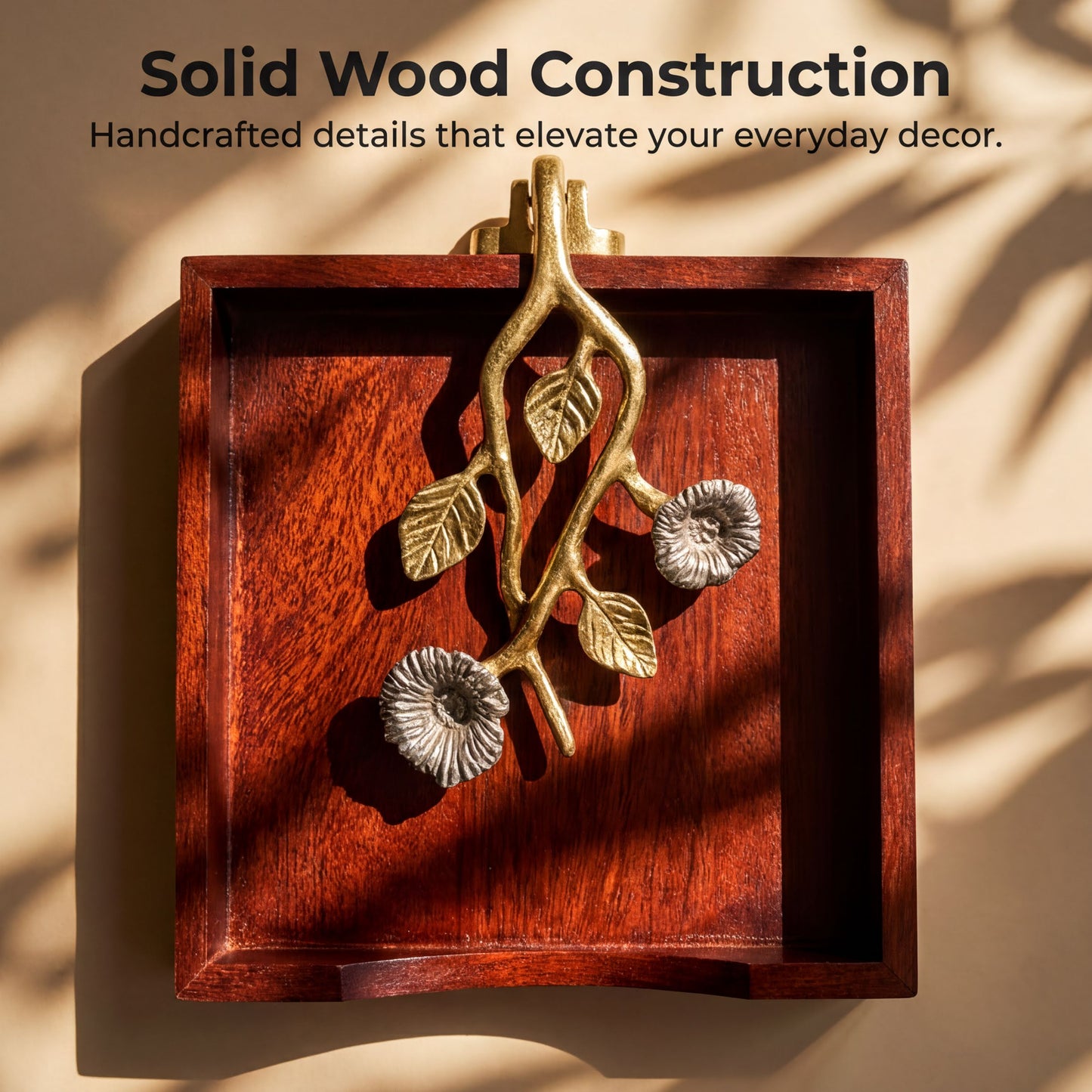 Wooden Napkin Holder – Decorative Metal Arm | Silver Gold Ornament, Weighted Pivot