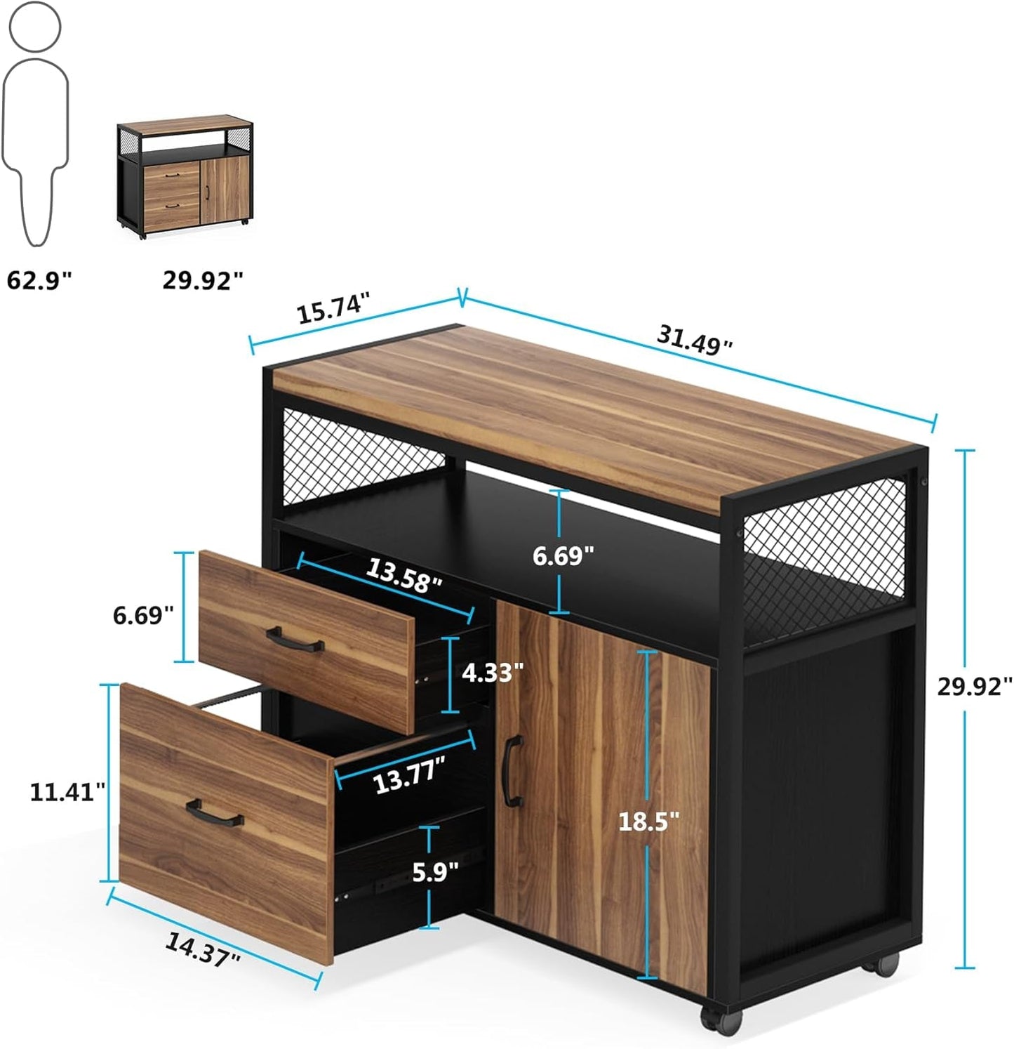 Lockable Lateral File Cabinet With Drawers For Letter Size