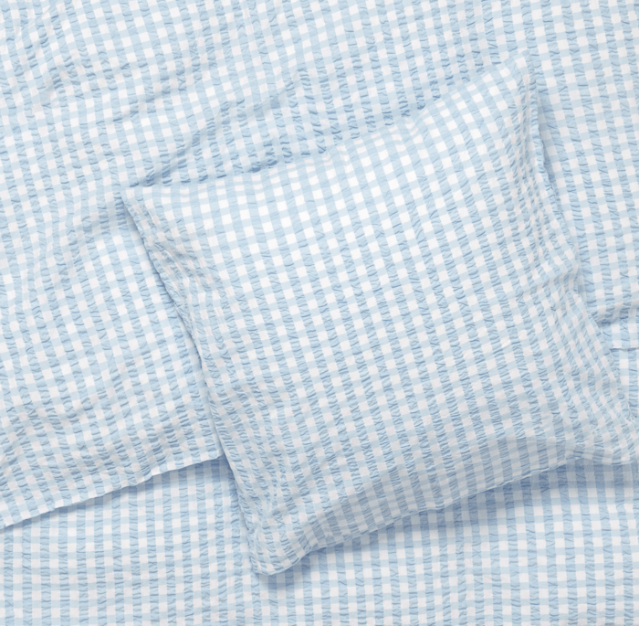 JUNA Bæk&Bølge Duvet Cover Set, Queen, White/Light Blue
