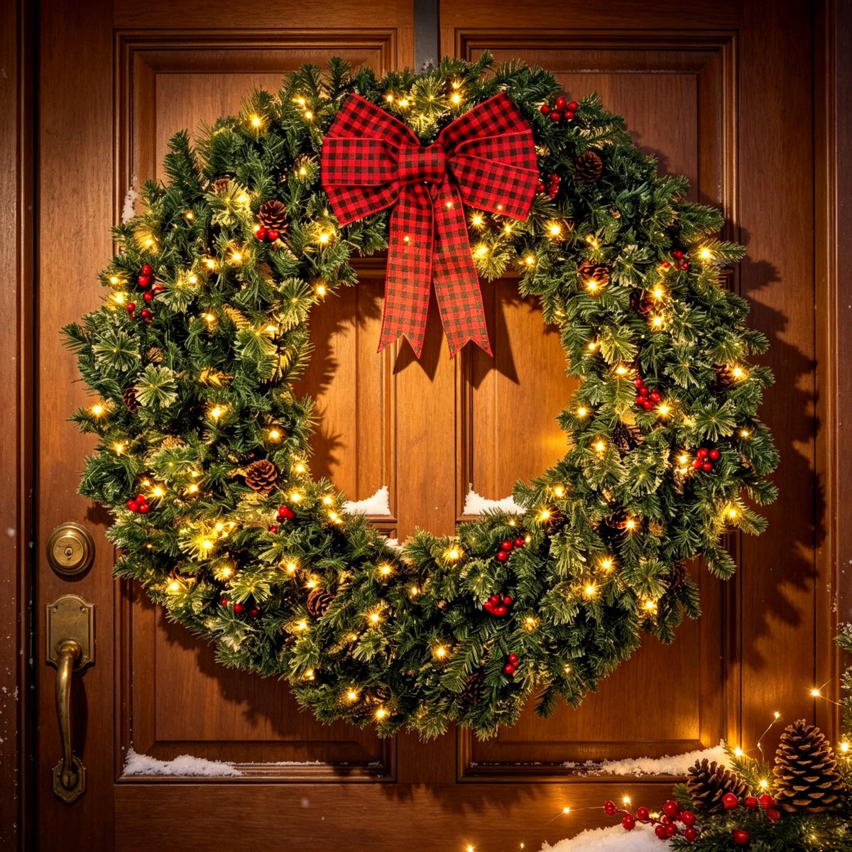 48 Inch Prelit Crestwood Spruce Christmas Wreath with Bow