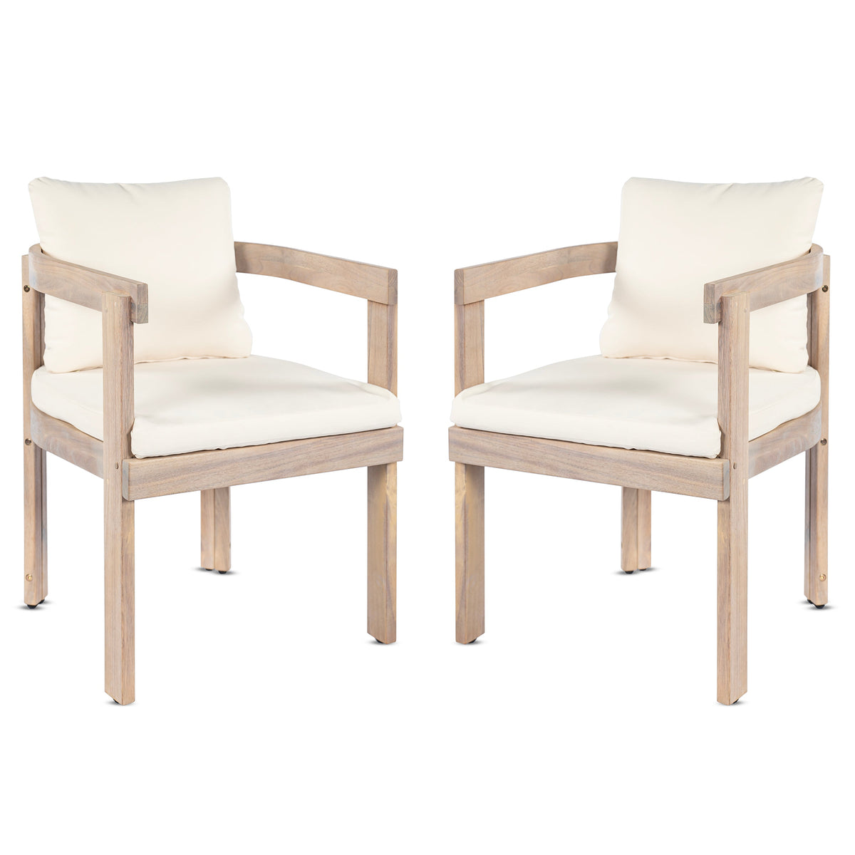 Acacia Wood Dining Chairs Set of 2, Armchairs with