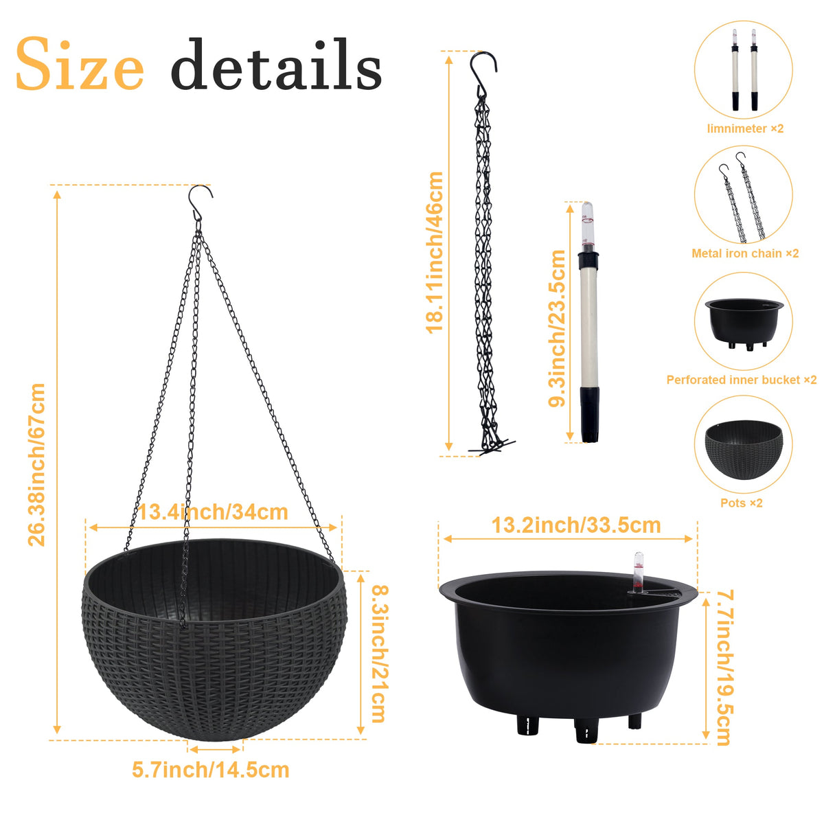 Self-Watering Hanging Rattan-Inspired Planter (Pack of 2)