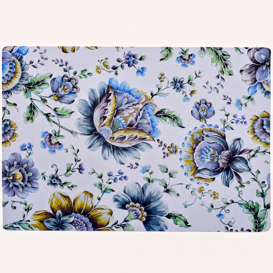 Floral Cork Placemats - Cork Backed, Heat Resistant 12 x 17 Inch Mats for Indoor Outdoor