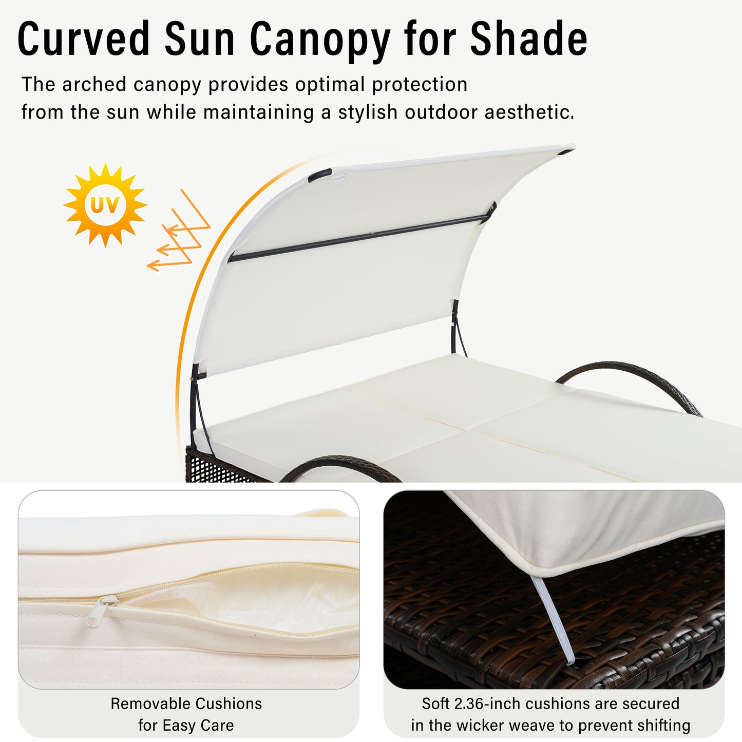 U_STYLE Outdoor Steel Frame Sun Lounger