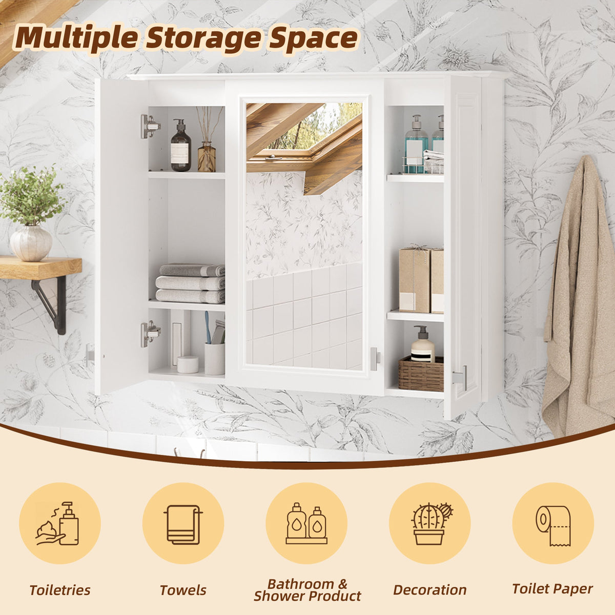 35 Inch 2-in-1 Bathroom Wall Cabinet