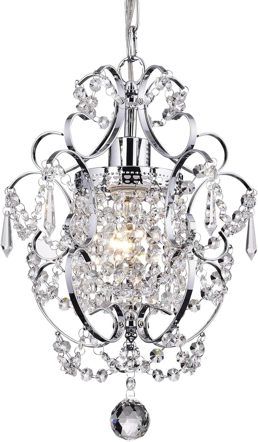 Amorette Chrome Crystal Chandelier 1 Light Fixture