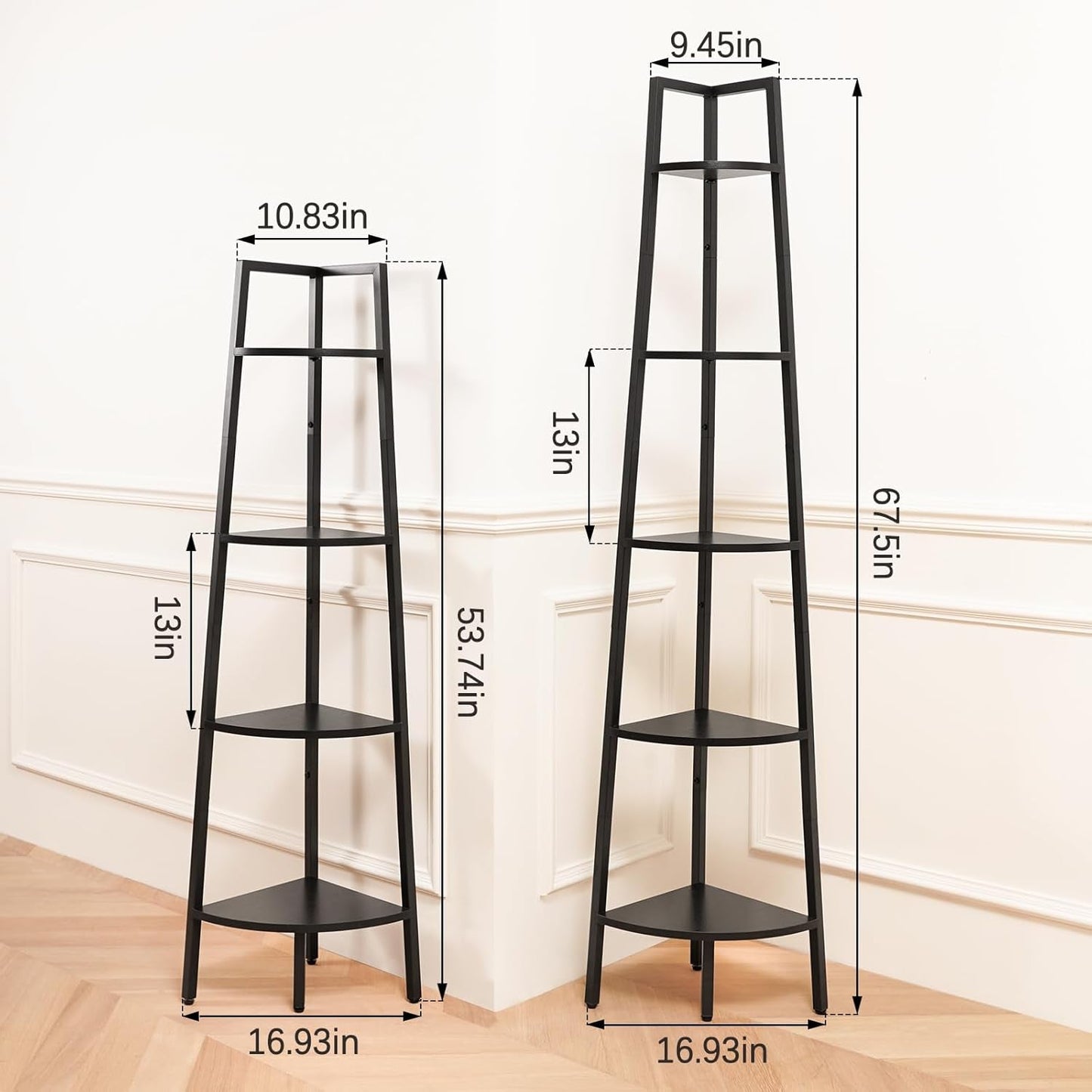 4 Tier Corner Shelf With Metal Frame Tall Bookcase