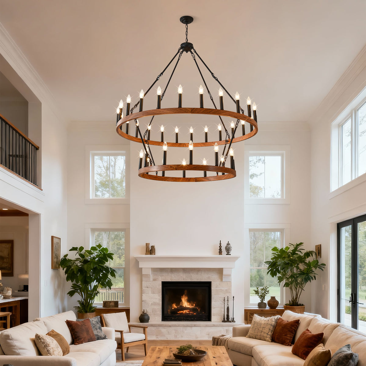 47.24 Inch Large Wagon Wheel Chandelier
