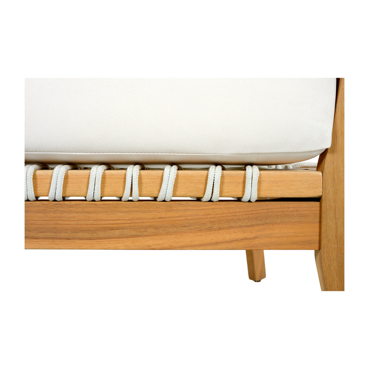 30.3" Outdoor Acacia Wood Patio Chair with Woven Rope Accents