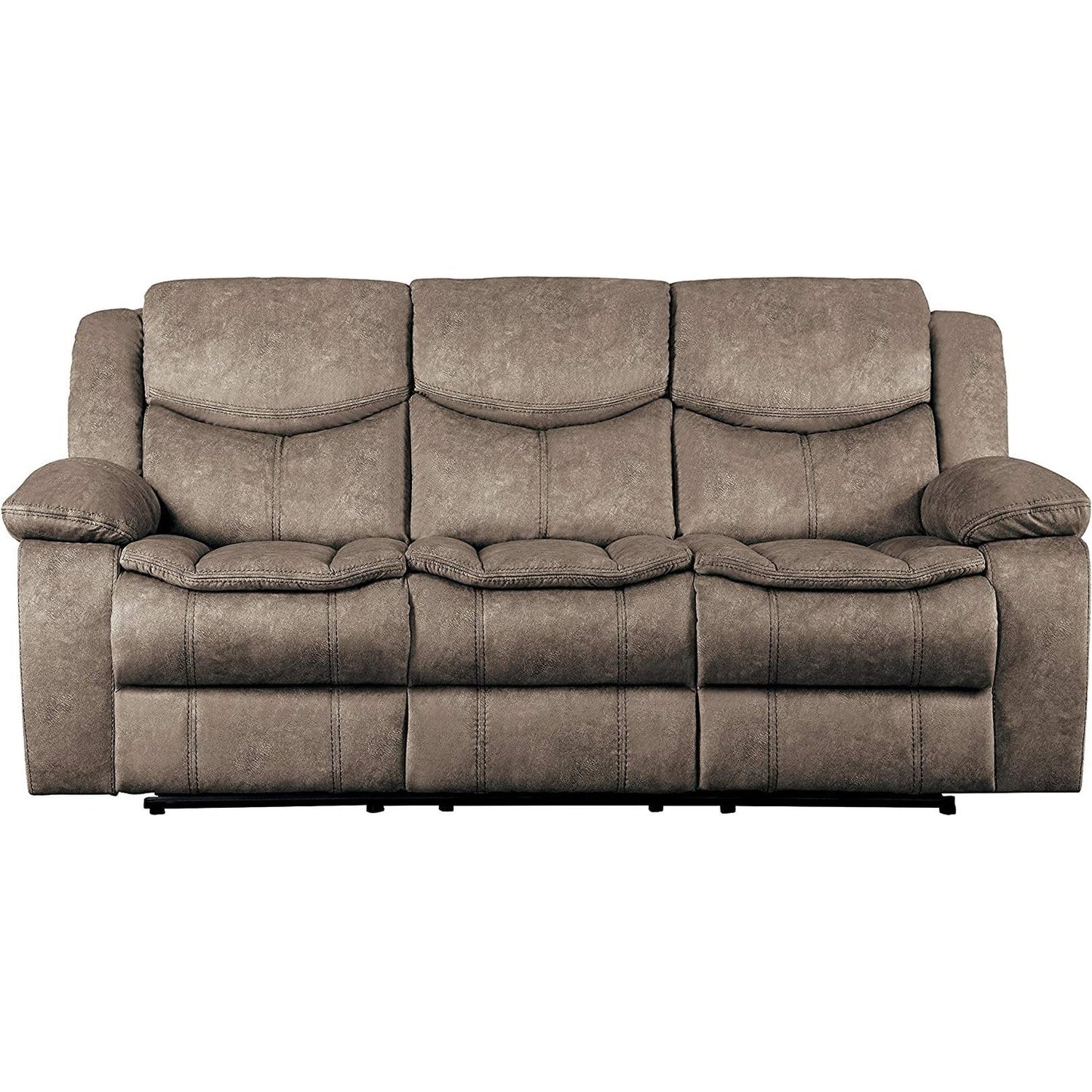 Manual Double Reclining Brown Sofa 87 Inch Wide Living Room