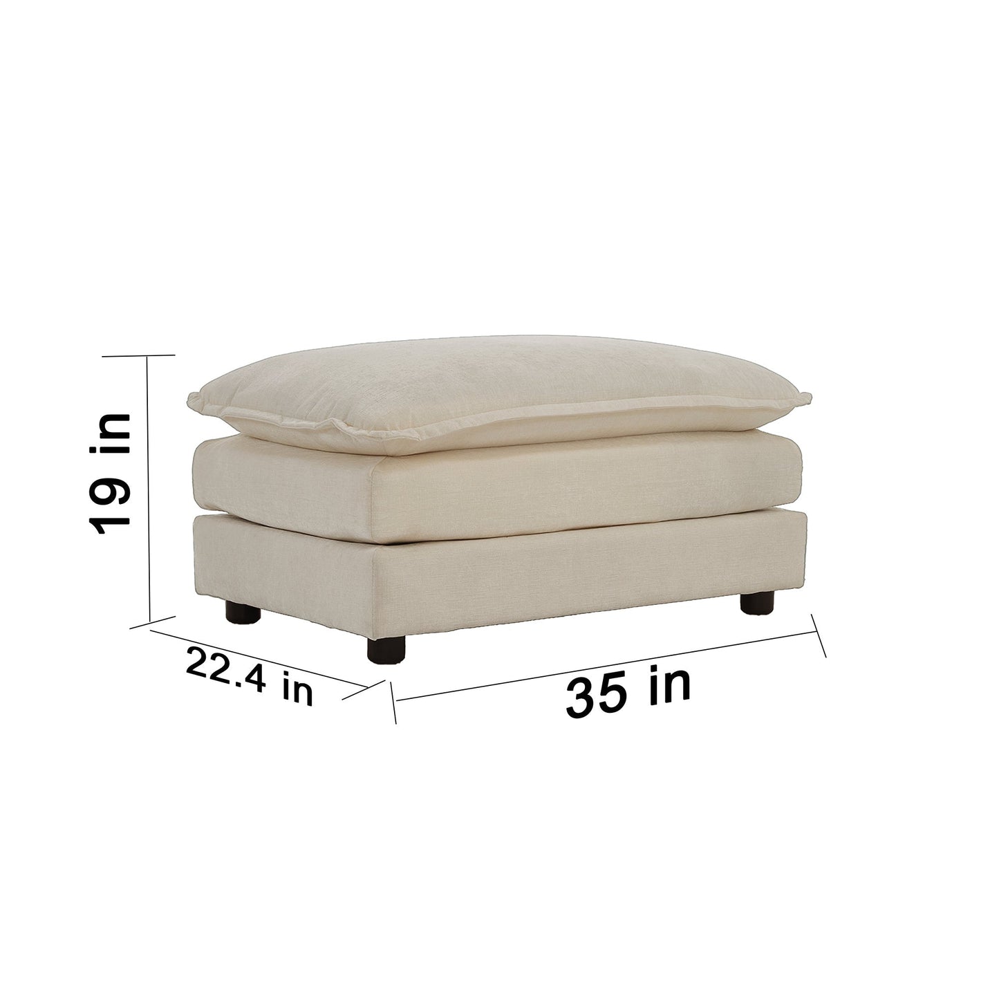 Modern Accent Chair with Ottoman in Beige Chenille