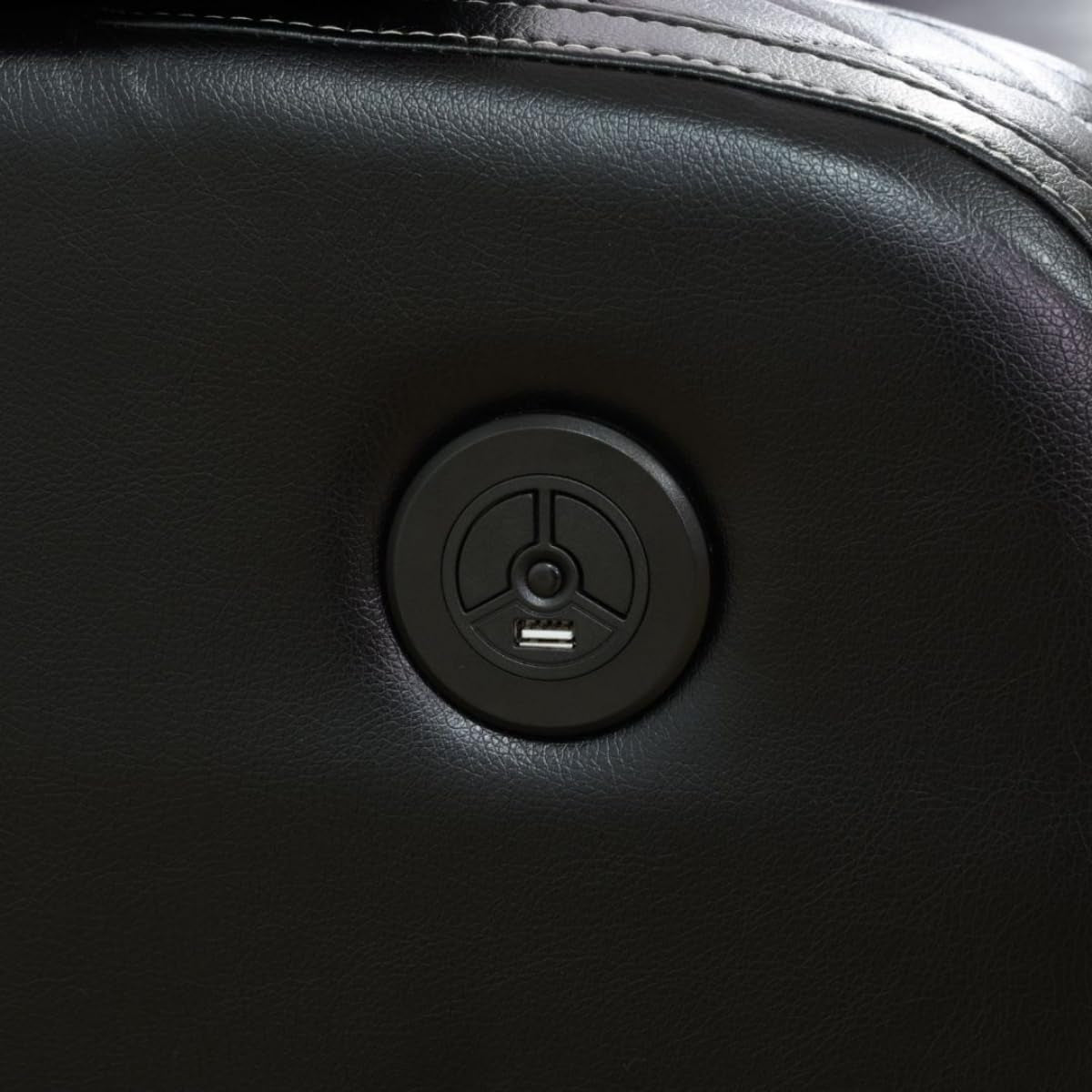 Electric Power Recliner Sofa Black With USB Charging Ports