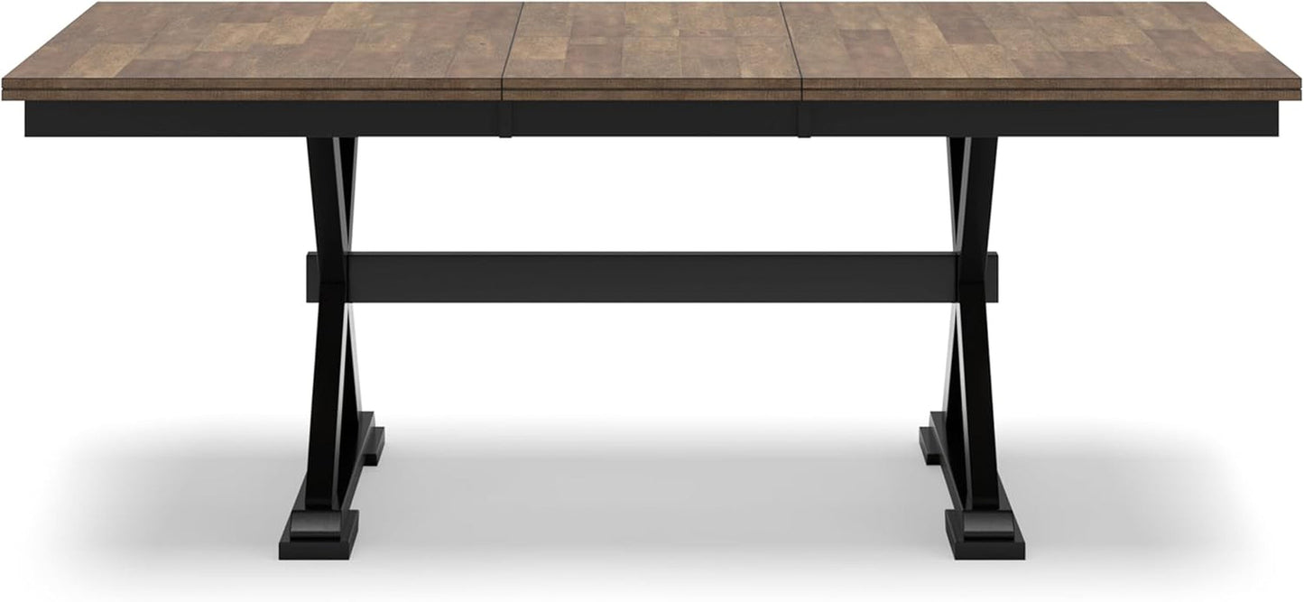 Farmhouse Dining Extension Table Butterfly Leaf 6-8 Seater Black And Dark Brown