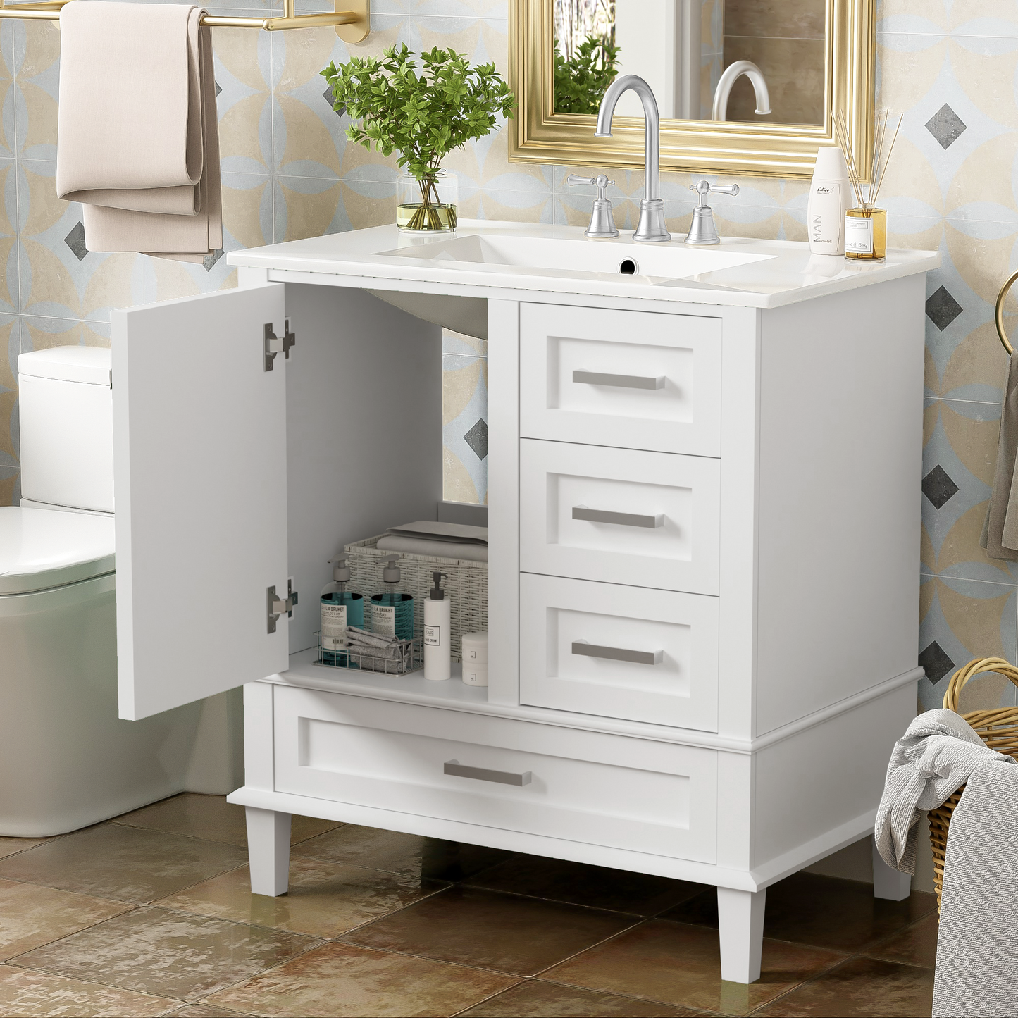 30" Bathroom Vanity with Sink Combo Set