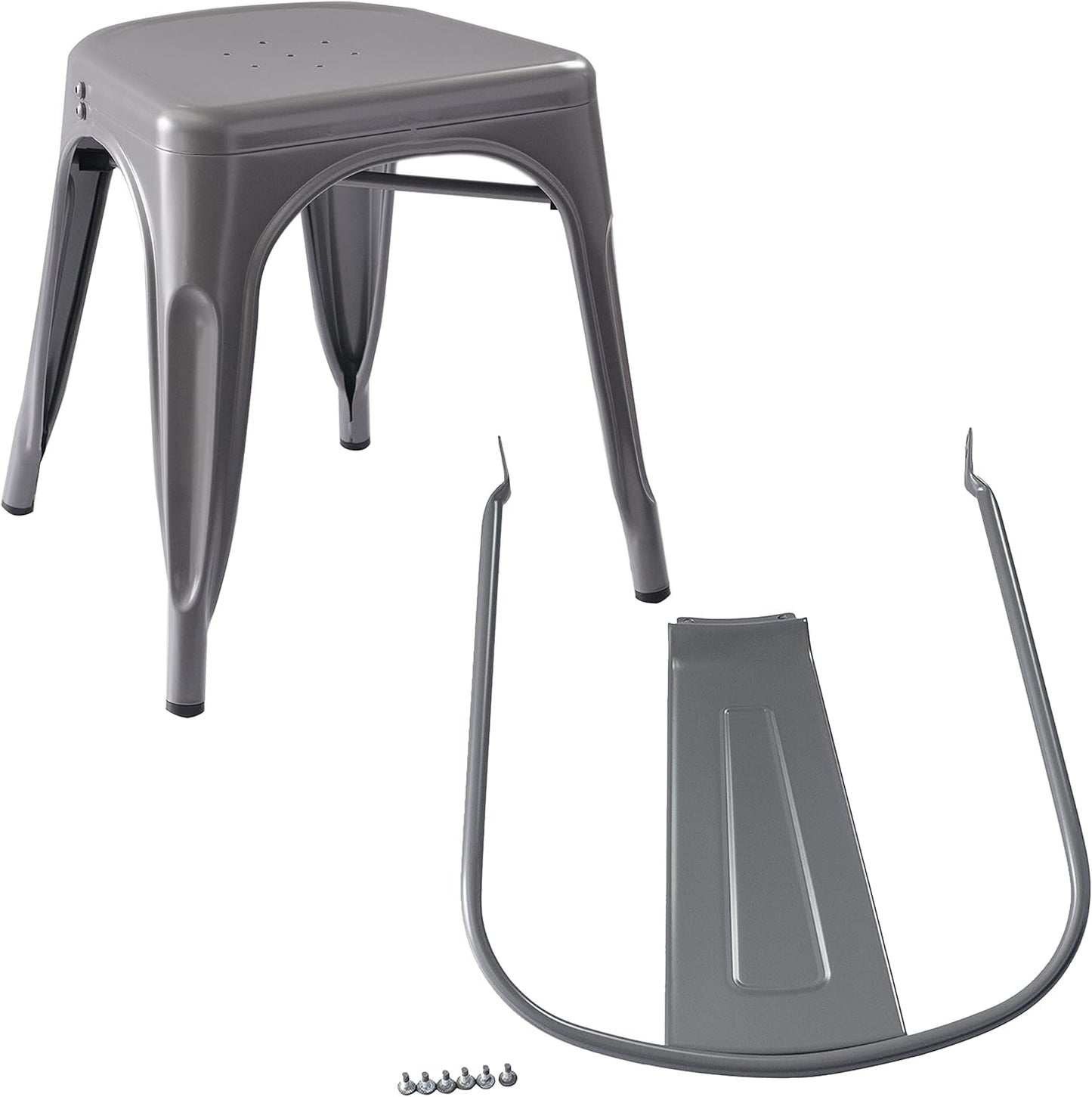 Dark Grey Metal Dining Chairs Set Of Four Durable X Bar Design