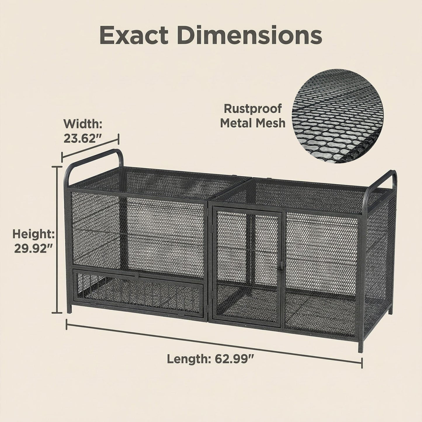 63" Chicken Cage Metal Poultry Breeding Coop