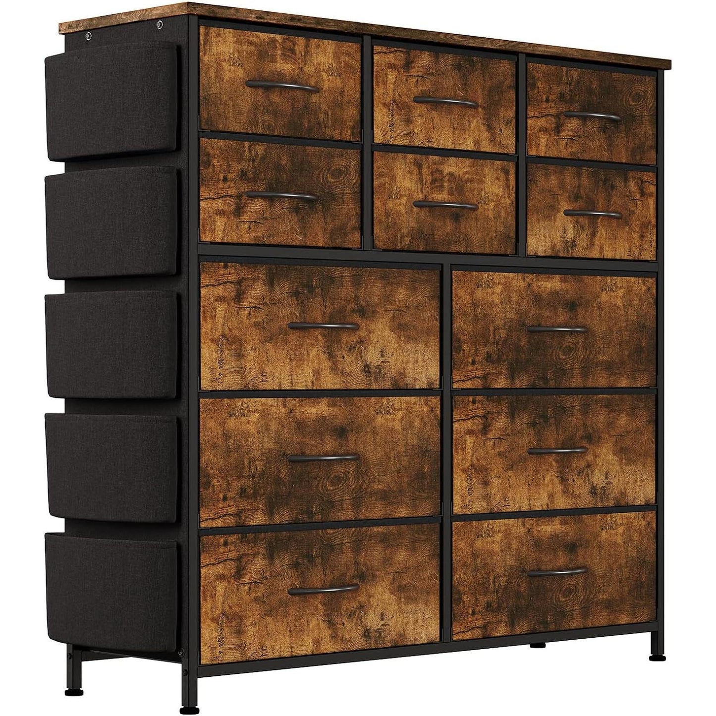 Brown Rustic Dresser With 12 Drawers Extra Storage