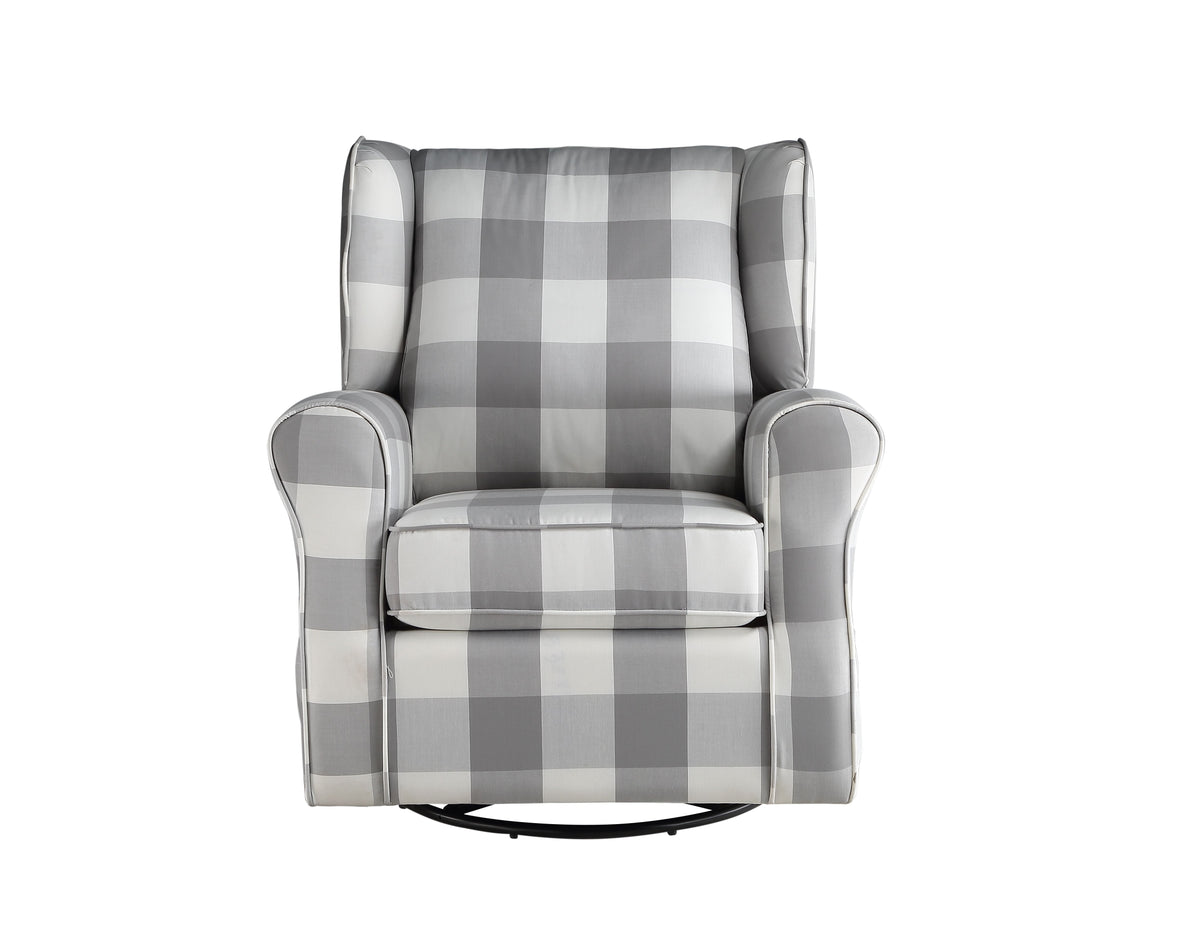 Patli Gray & White Fabric Glider Chair with Swivel