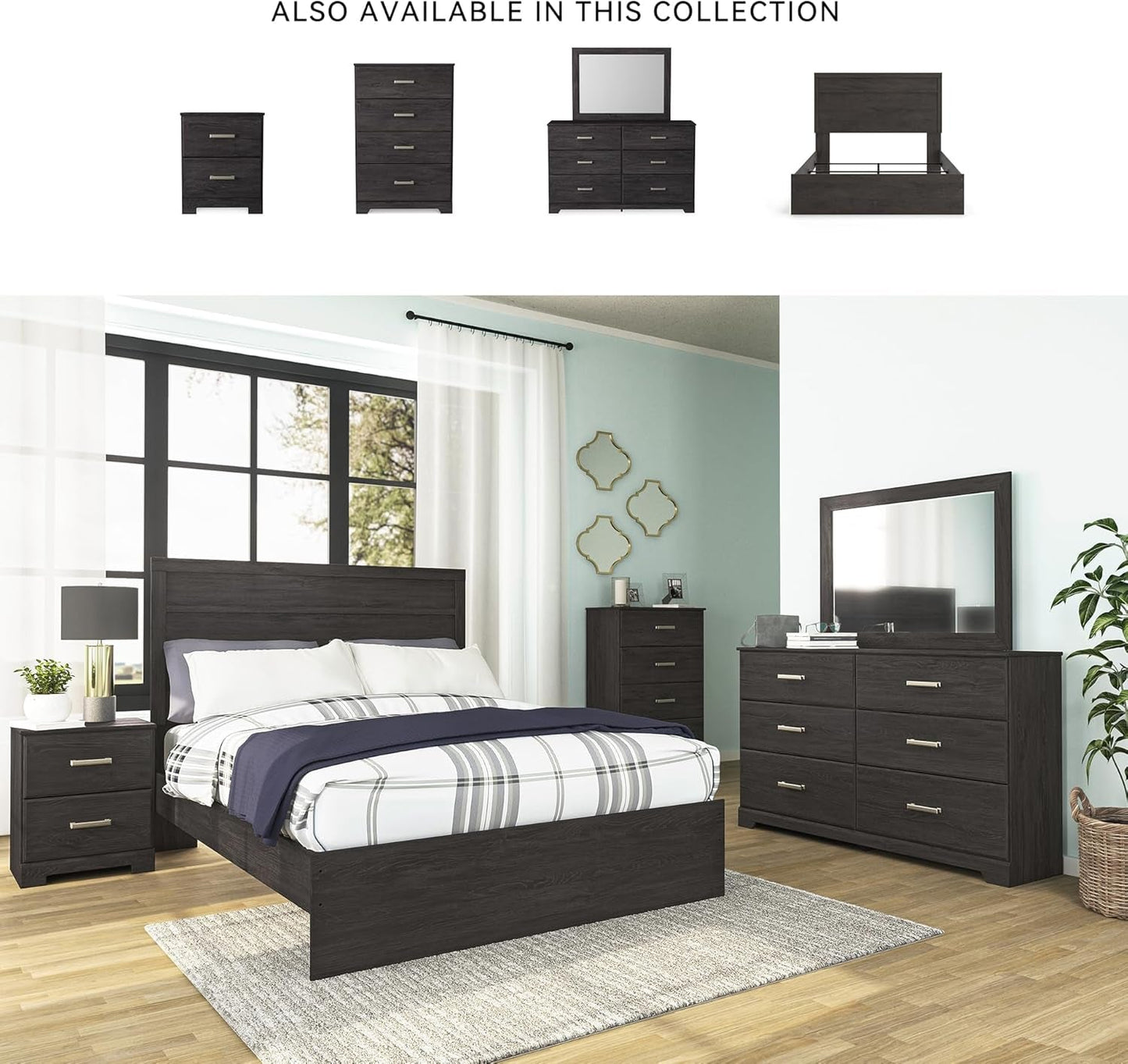 Six Drawer Dresser With Black Matte Engineered Wood