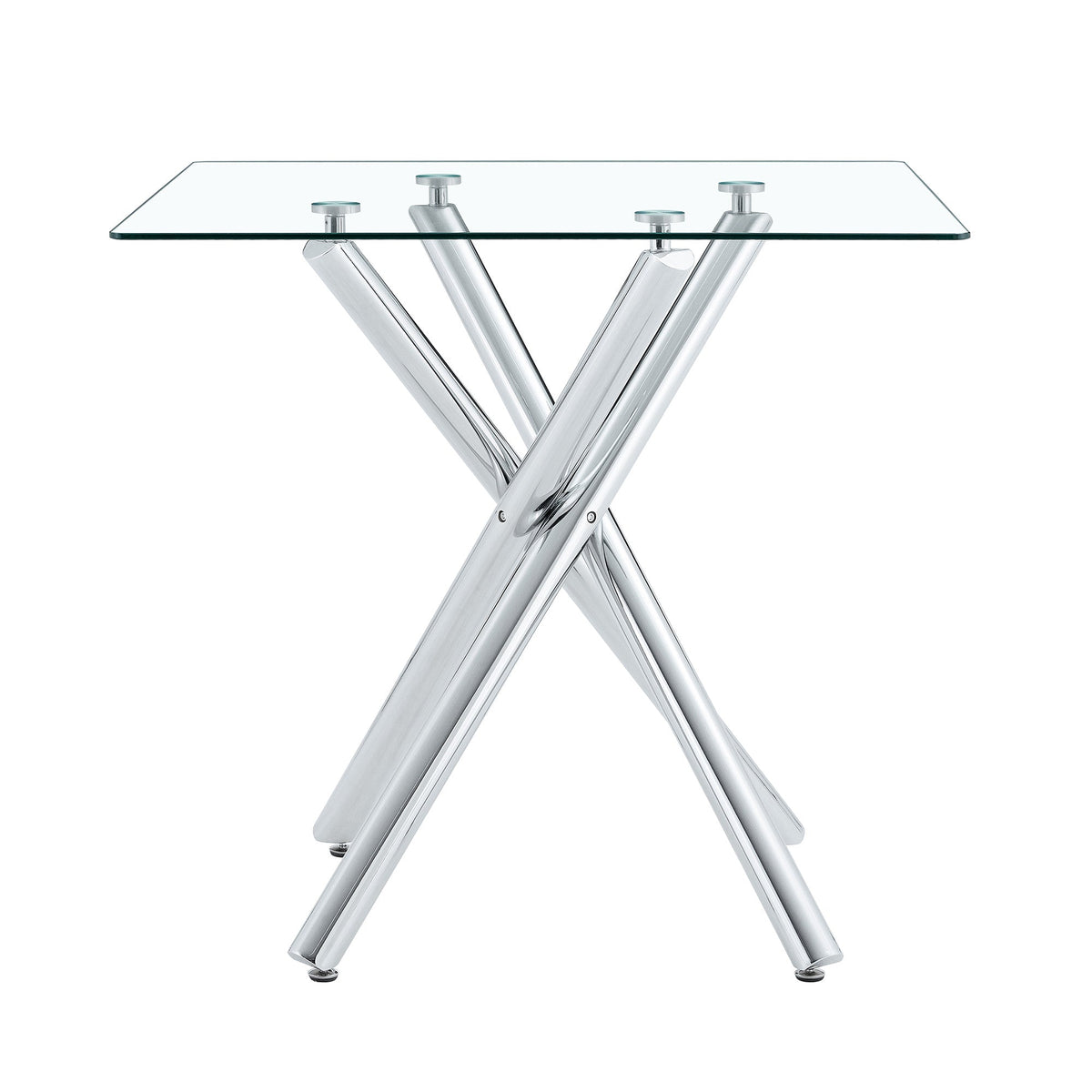 Modern Electroplated Metal Leg Bar Table with Tempered Glass Top