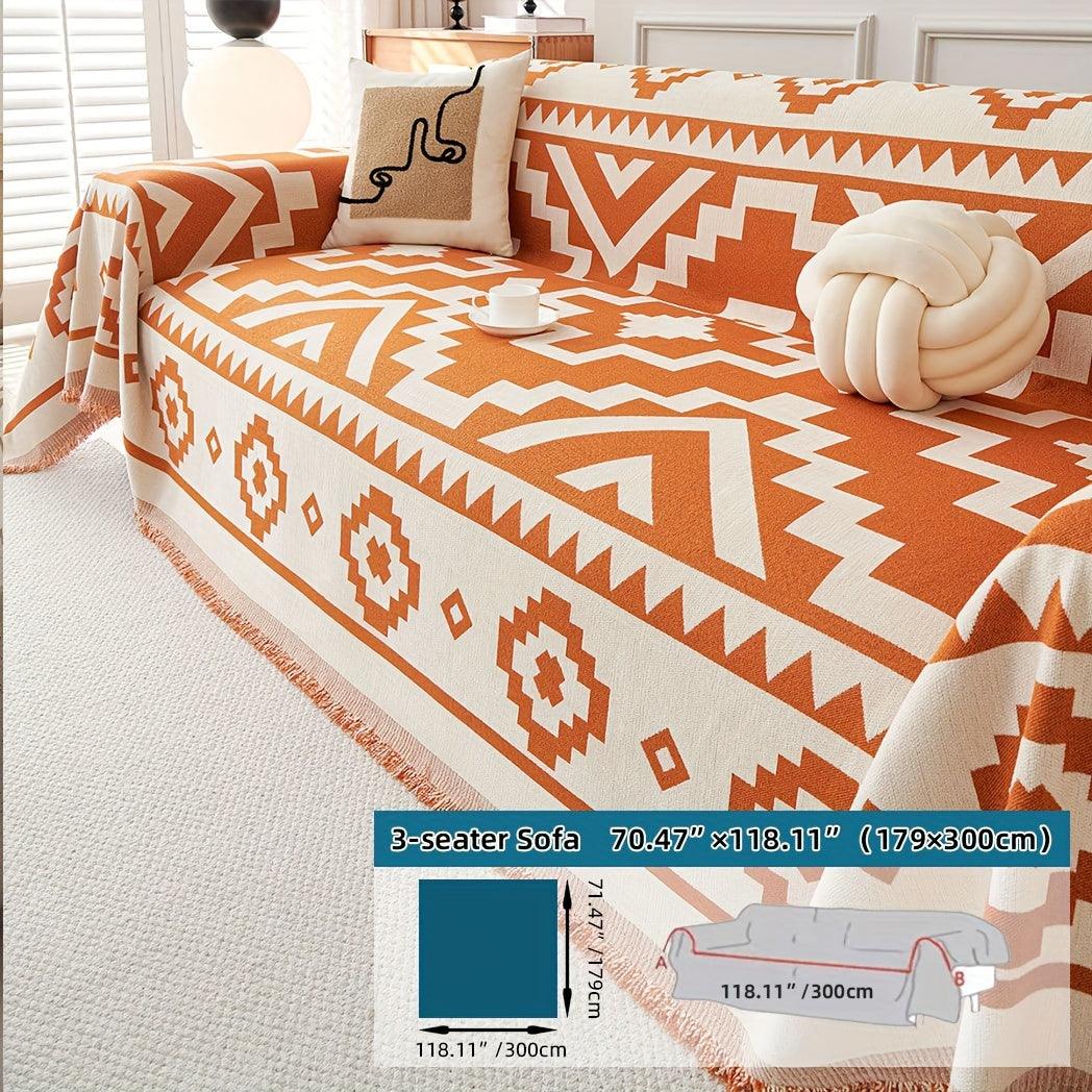 Boho-Chic All-Season Sofa Cover | Light Gray & Pet Proof Couch Cover