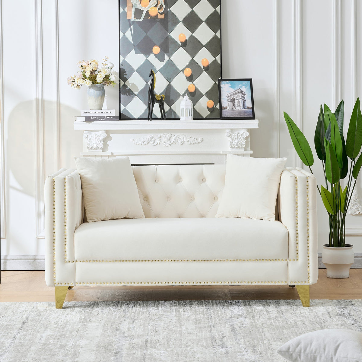 58" Chesterfield Velvet Sofa - Elegant 2 Seater Couch