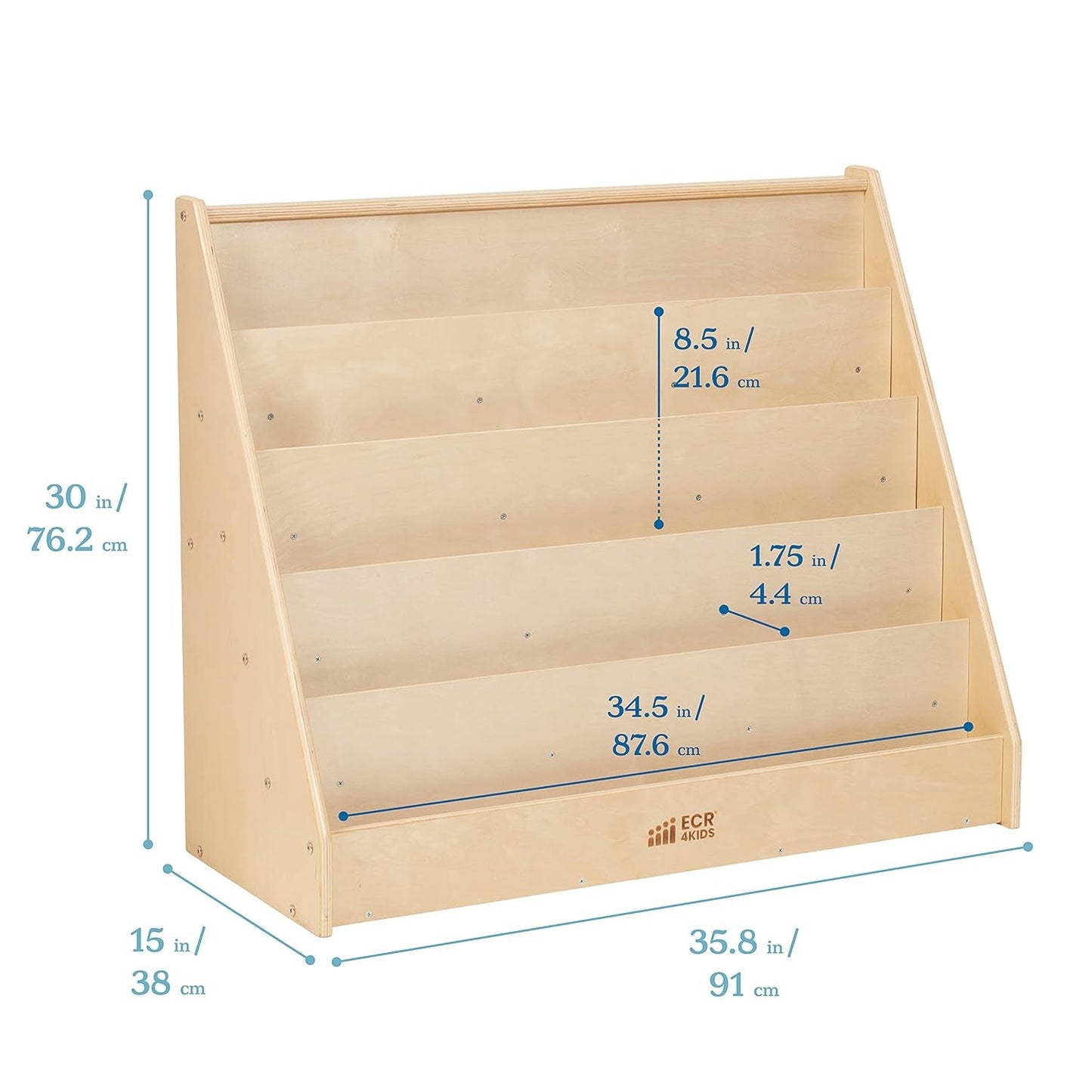 Natural Wood Single Sided Book Display Classroom Bookshelf