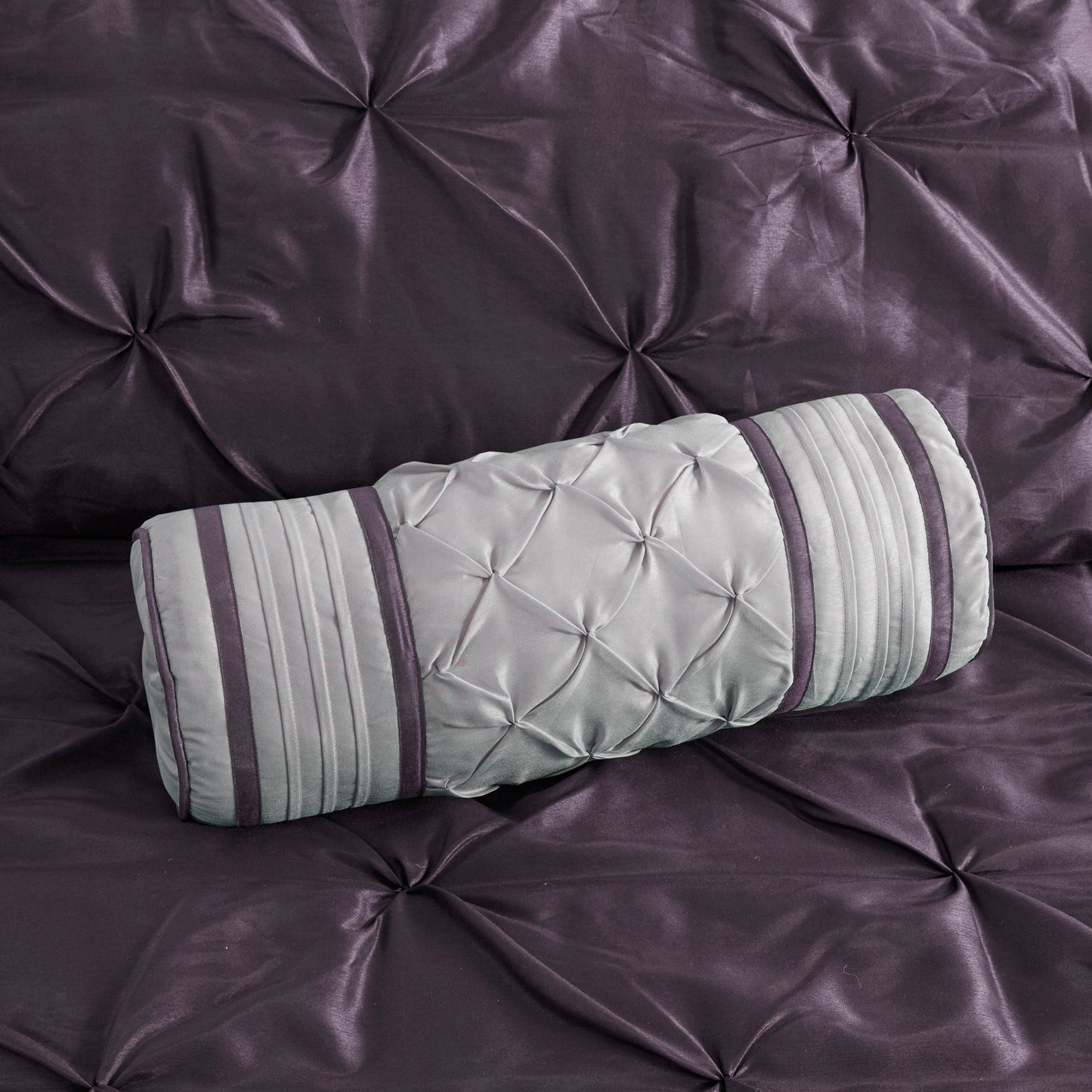 7-Piece Queen 100% Polyester Pieced Pleated Tufted Comforter Set