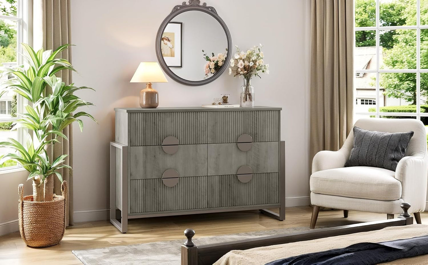 Slate Gray Dresser Semicylinder Drawer Fronts FiftyInches