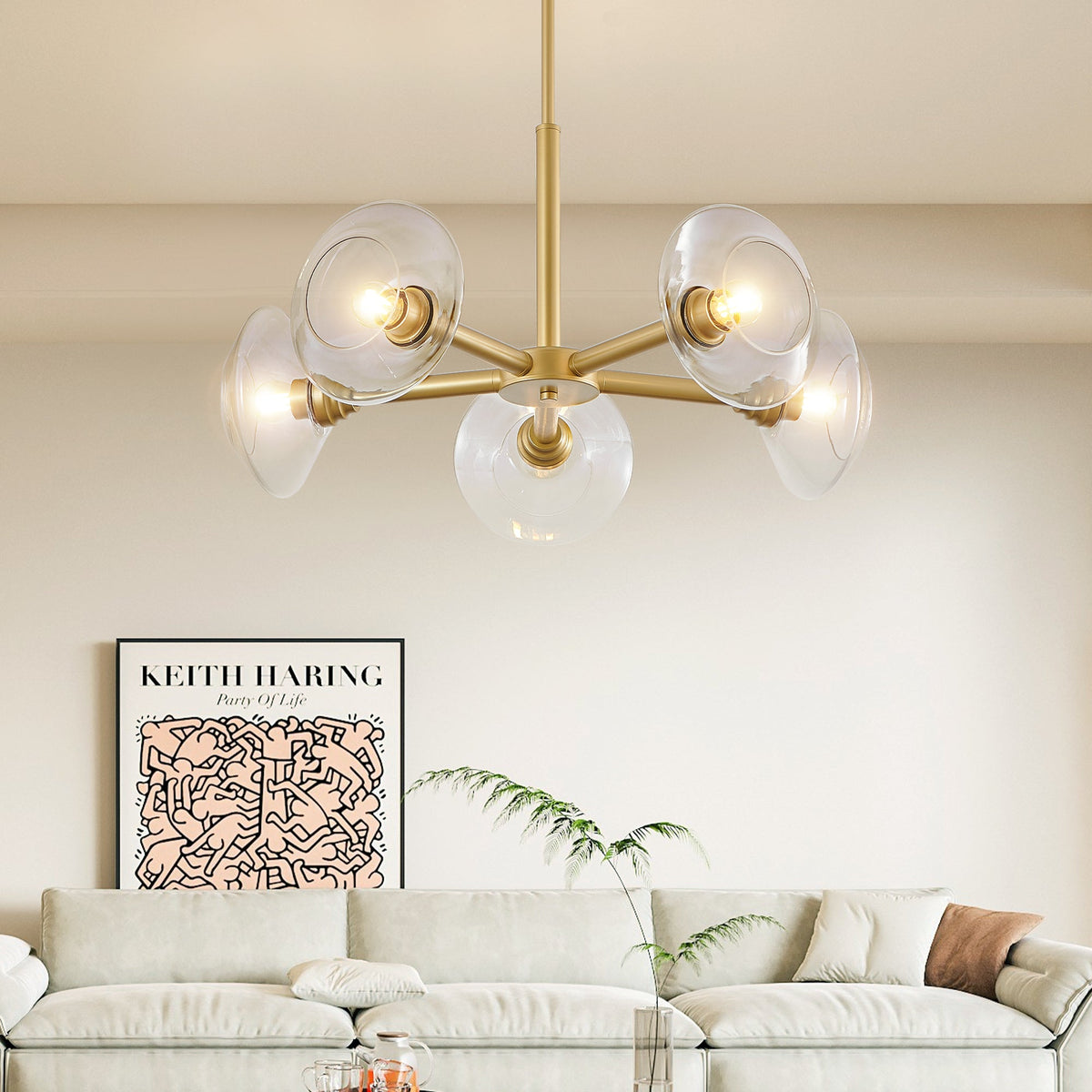 26" Modern Gold 5-Light Sputnik Chandelier