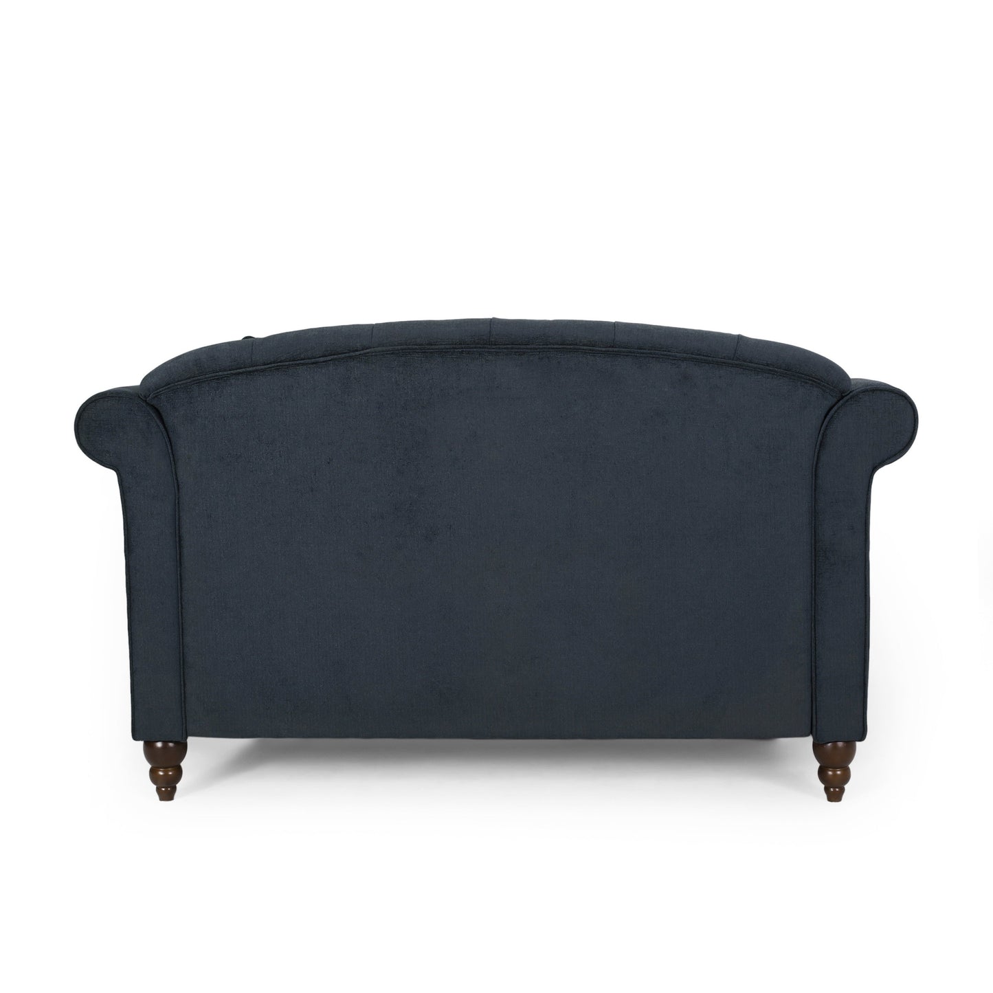 Upholstered Chaise Lounge with Scroll Arms, Turned Legs and 2 Pillows, Charcoal