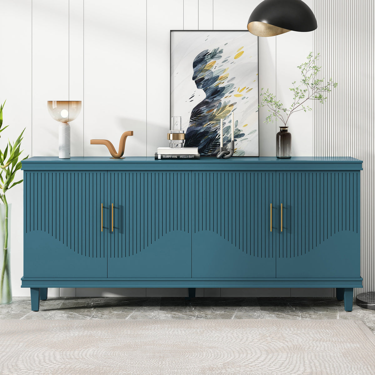 70.07" Large Size 4 Door Cabinet in Blue