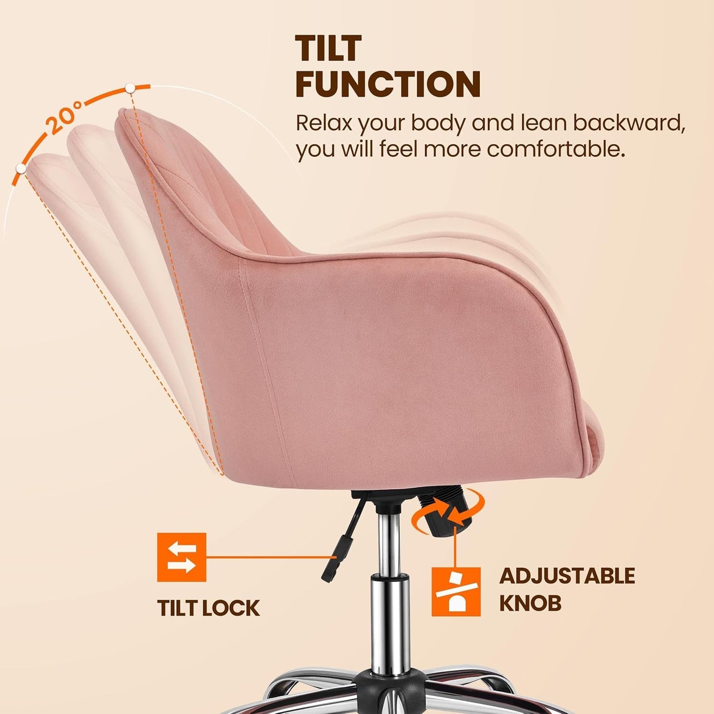 Pink Desk Chair With Adjustable Height For Home Office