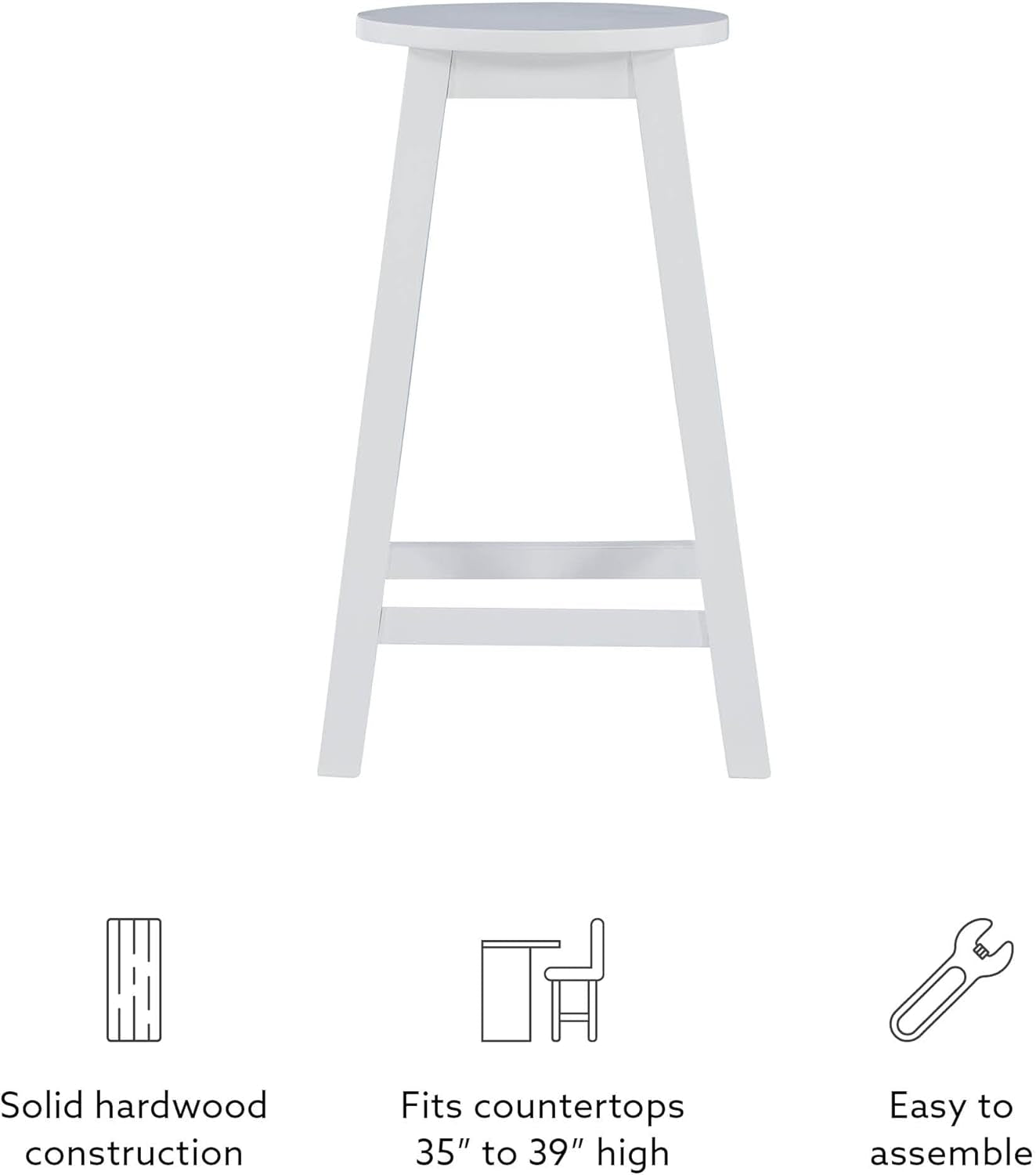 Zeke White 24 Inch Counter Stool Modern Kitchen Seating